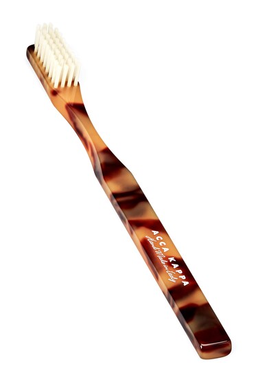 Acca Kappa Historical Classic Brown Toothbrush Medium Pure White Bristles HandMade Acetate Handle