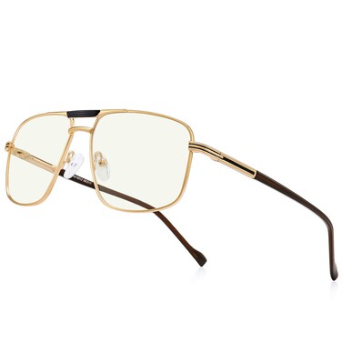RB.Pilot RBPilot Reading Glasses for Men Square Double Bridge Blue Light Blocking Computer Readers gold 150