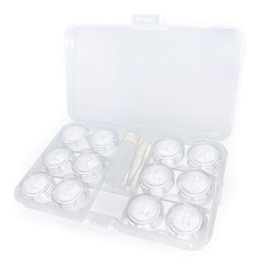 LCFALO 6 Pack Contact Lens Case contacts lenses travel clear bulk organizer cases with stick tool set