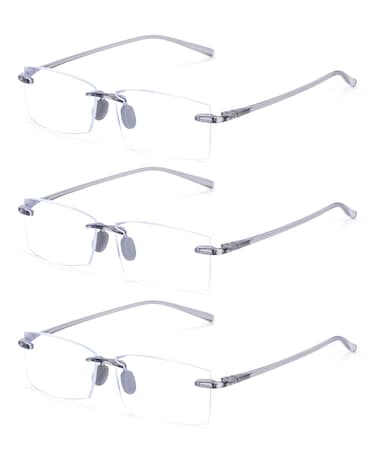 TERAISE Rimless Reading Glasses Comfortable Lightweight Frameless Reader 3 Pack Men and Women Blue Light Blocking Computer Eyeglasses10X
