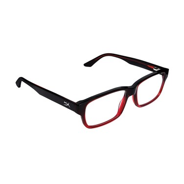 Hyper X Gaming Eyewear Light Blocking Glasses UV Protection Durable Acetate Frame Crystal Clear Lenses Microfiber Pouch Hardshell Case Square Eyewear Frame Red