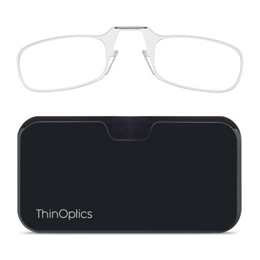 ThinOptics unisexadult Reading Glasses Black Universal Pod Case Clear Frames 250 Strength Readers Clear Frames Black Case 44 mm