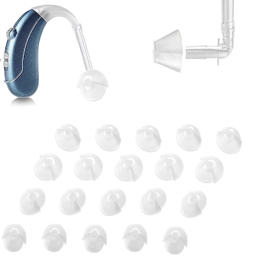 MEDca Hearing Aid Standard Receiver Tulip Domes Compatible with GN Resound Sure Fit 20Pcs Universal Invisible Tip Replacement Ear Domes for BTE PSAP Hearing Amplifiers and Open Fit Models Clear