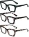 REAVEE 3 Pack Reading Glasses for Women Blue Light Blocking Cute Oversized Square Computer Readers with Spring Hinge 20