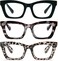 REAVEE 3 Pack Reading Glasses for Women Blue Light Blocking Cute Oversized Square Computer Readers with Spring Hinge 20