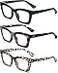 REAVEE 3 Pack Reading Glasses for Women Blue Light Blocking Cute Oversized Square Computer Readers with Spring Hinge 00