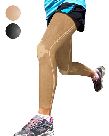 Sparthos Compression Leg Sleeve Men Full Leg Compression Sleeve BeigeL
