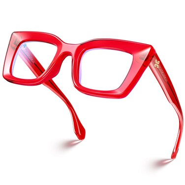 VISOONE Cat Eye Cherry Red Blue Light Glasses TR90 Fatigue Relief Women Calida