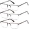 LOUOL READERS LOUOL Reading Glasses for Men Blue Light Blocking Readers Half Frame Metal Readers Spring Hinge Lightweight 3Pack 125 Strength