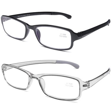 DOOViC 2 Pack Readers Blue Light Blocking Reading Glasses 175 Flexible Lightweight Computer Reading Glasses for Women Men