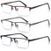 Anourney Half Frame Metal Readers Spring Hinge Reading Glasses Blue Light Blocking