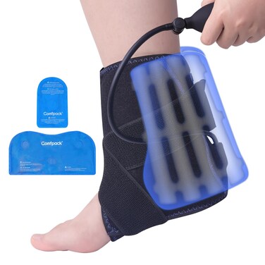 Comfpack Compression Ankle Ice Pack Wrap for Foot Pain Relief