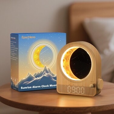 Epochleno Sunrise Alarm Clock White Noise Machine Wood Grain