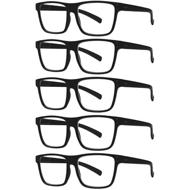 Kerecsen 5 Pack Oversized Reading Glasses Blue Light Blocking Square Large Frame Readers for Men and Women 5 Black 175 x