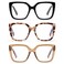 DOOViC 3 Pack Oversized Reading Glasses for Women Blue Light Blocking Square Stylish Computer Readers 250