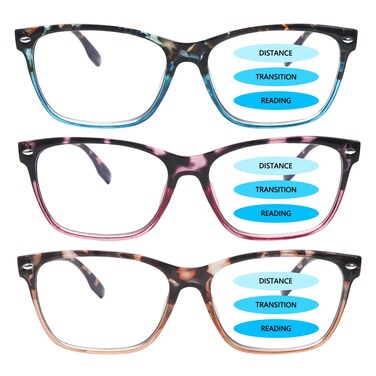 CLASAGA Progressive Multifocus Reading Glasses for Women Blue Light Blocking Ladies Computer Readers with Spring Hinge 3 Mix2 100 x