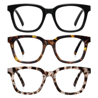 AIMISUV Reading Glasses for Women Men Blue Light Blocking Magnifying Readers Square AntiGlare Computer Eyeglasses3Pack 10X
