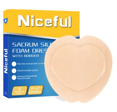 Niceful Sacral Silicone Foam Dressing 9x9 5 PCS Large Bed Sore Bandage
