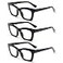 REAVEE 3 Pack Reading Glasses for Women Blue Light Blocking Oversized Cute Square Computer Readers with Spring Hinge Black 175