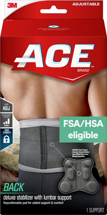 ACE Deluxe Back Stabilizer with Lumbar Support Back Brace Doctor Developed Adjustable Helps with Herniated Discs and Sciatica
