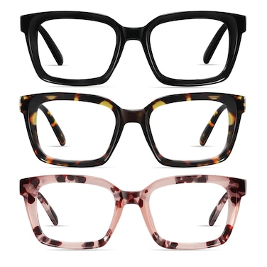 XVXV Reading Glasses for Women Men Blue Light Blocking Readers Oversize Square Anti Glare with Spring Hinge3PackMix125X