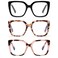 DOOViC 3 Pack Oversized Reading Glasses for Women Blue Light Blocking Square Stylish Computer Readers 125