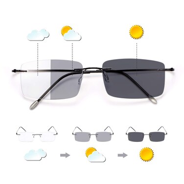 MIRYEA Photochromic Progressive Multifocal Computer Reading Glasses Anti UV Sun Readers