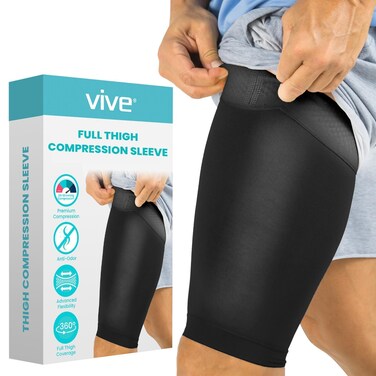 Vive Thigh Compression Sleeve 2 Pack Hamstring Brace for Upper Thigh