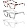 REAVEE 3 Pack Reading Glasses for Women Blue Light Blocking Oversized Cute Square Computer Readers with Spring Hinge 175
