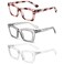 REAVEE 3 Pack Reading Glasses for Women Blue Light Blocking Oversized Cute Square Computer Readers with Spring Hinge 175