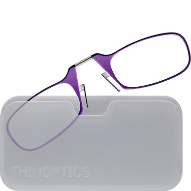 ThinOptics Universal Pod Rectangular Reading Glasses Purple FramesWhite Case 25 x