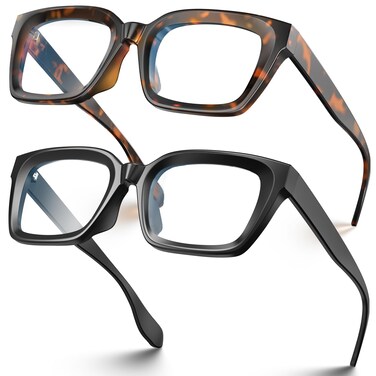 VISOONE 2 Pack Blue Light Blocking Glasses Square with Anti Computer Glare for Gaming Women