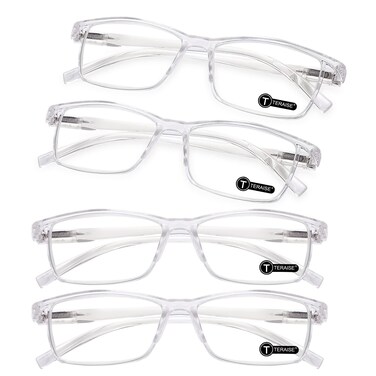 TERAISE Anti UV Reading Glasses 4 Pairs Blue Light Blocking Reader Womens Mens 125X