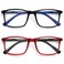 OPULIZE INK Reading Glasses Value 2 Pack Large Rectangular Frame Spring Hinges Scratch Resistant Black Red Mens Womens 100