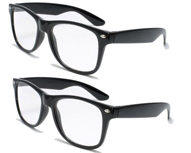 V.W.E. 2 Pairs Deluxe Reading Glasses Comfortable Stylish Simple Readers Magnification 2 black pair 225 x