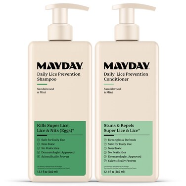 MAYDAY Daily Lice Routine 12oz Shampoo Conditioner Sandalwood Mint