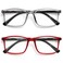 OPULIZE INK Reading Glasses Value 2 Pack Large Rectangular Frame Spring Hinges Scratch Resistant Grey Red Mens Womens 250