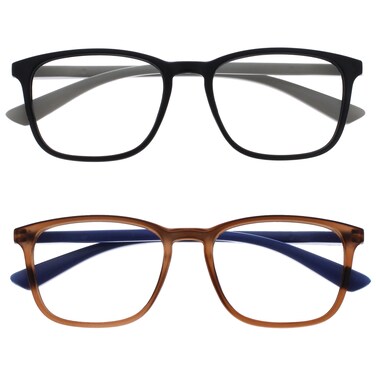 Opulize Max Reading Glasses 2 pack Classic Large Rectangular Frame Matt Black Brown Mens Womens Unisex Spring Hinges RR7812 250