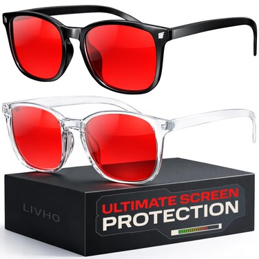 livho High Tech Blue Light Blocking Gaming Glasses Red Lenses