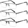 Anourney Half Frame Metal Readers Spring Hinge Reading Glasses Blue Light Blocking