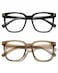 PANNER 2Pack Oversized Blue Light Blocking Glasses for Women Men Square Computer Eyeglasses Reduce EyestrainBlackBrown