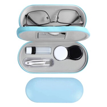 MUDOR 2 in 1 Glasses and Contact Lens Case Double Sided Design Blue2