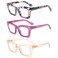 REAVEE 3 Pack Reading Glasses for Women Blue Light Blocking Cute Oversized Square Computer Readers with Spring Hinge Flower Rose Tea 25