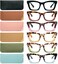 REAVEE 6 Pack Reading Glasses for Women Blue Light Blocking Cute Square Computer Readers with Spring Hinge 25