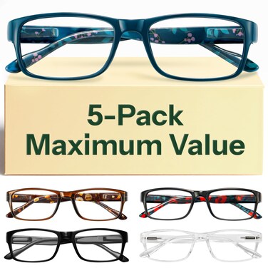 Gaoye 15 Professional Reading Glasses for All Day Computer Readers with Blue Light Protection Value Pack