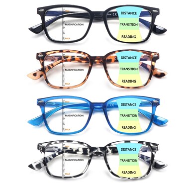 CLASAGA Progressive Multifocus Reading Glasses for Women Men Blue Light Blocking Multifocal Computer Readers Eyeglasses 4 mix 20 x