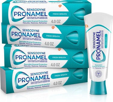 Sensodyne Pronamel Fresh Breath Enamel Toothpaste for Sensitive Teeth and Cavity Protection Fresh Wave 4 oz 4 Pack
