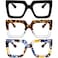 REAVEE 3 Pack Oversized Reading Glasses for Women Large Frame Extra Wide Blue Light Blocking Readers Stylish Square Thick Eyewear BlackLeopard BlueBlue Yellow 25