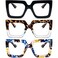 REAVEE 3 Pack Oversized Reading Glasses for Women Large Frame Extra Wide Blue Light Blocking Readers Stylish Square Thick Eyewear BlackLeopard BlueBlue Yellow 10