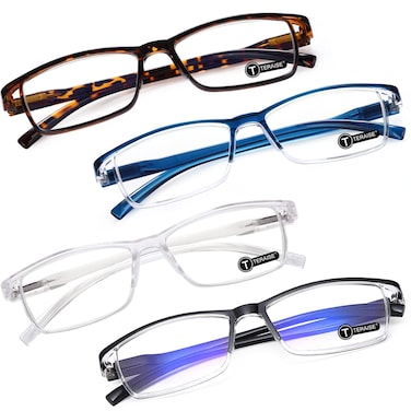 TERAISE Anti UV Reading Glasses 4 Pairs Blue Light Blocking Reader Womens Mens 000X